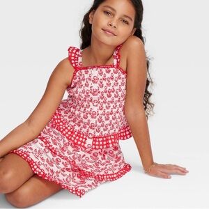Girls' Floral/Star Geo Smocked Set (Red) - Roller Rabbit x Target XS